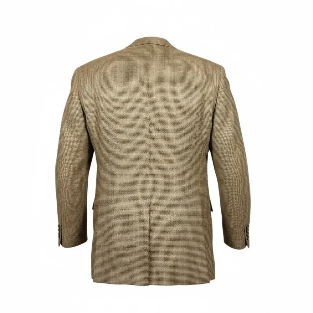 90s VTG Lauren‎ Ralph Lauren Silk Wool Brown Tweed Blazer Suit Jacket Coat 44 L